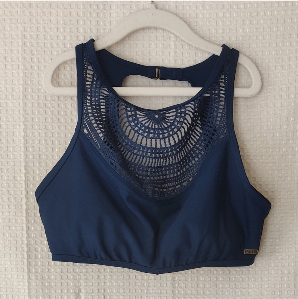 Roxy Blue Crochet Swimsuit Top Size Large